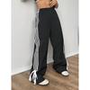 Дизайн с контрастными полосами, повседневные брюки, женские, весна и осень, новые, с высокой посадкой, свободные, широкие брюки