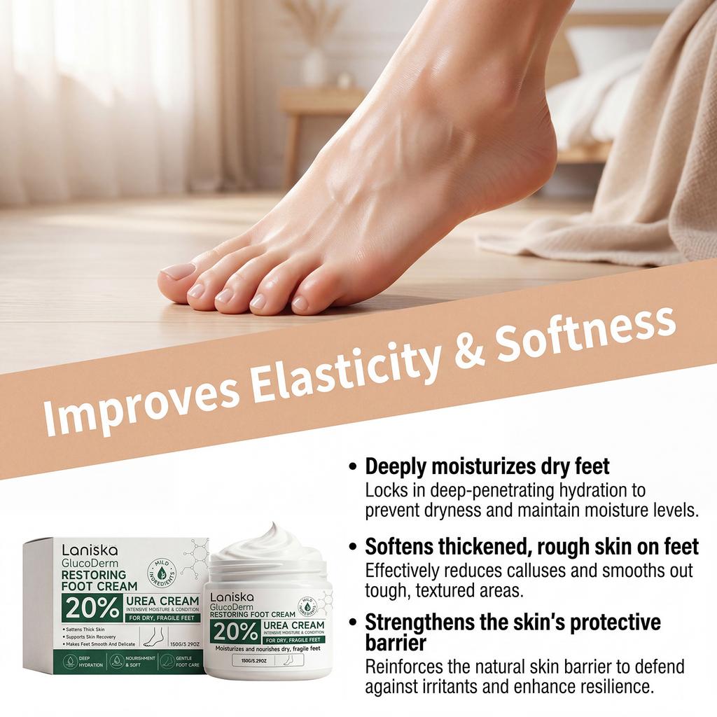 LANISKA Foot Care Cream Lightweight Fine Softens Calluses Moisturizes Comfortable Skin Care Foot Cream