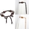 Womens Bohemian Style Rope Braid Waist Belt Wooden Bead Waist Rope Waist Chain Braided Tassels Belt for Dress