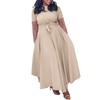 Women's Dress Summer Fashion Temperament Tie Plus Size Dresses