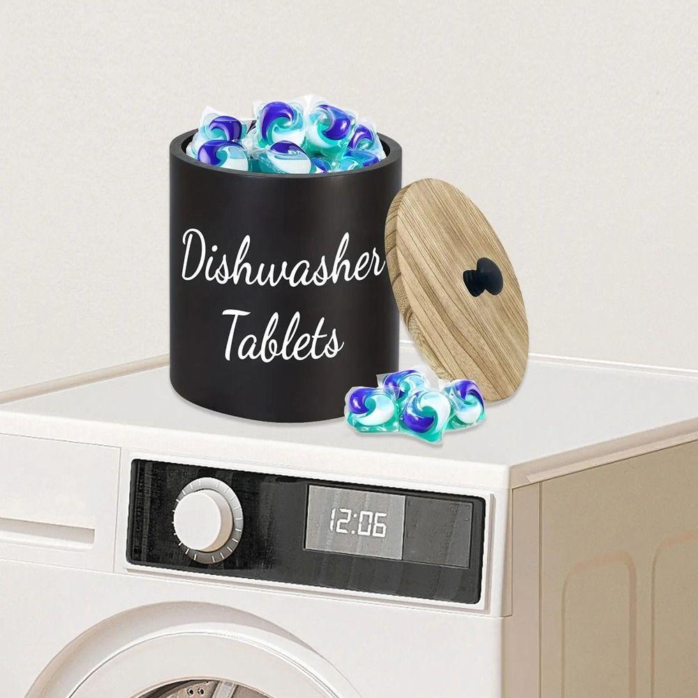 Wide Opening Dishwasher Pod Container Round Kitchen Storage Box Laundry Pods Container Apartment