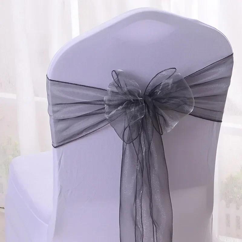 25Pcs Chairs Sashes for Wedding Chair Covers Chair Bow Sashes Chairs Ribbons for Party Ceremony Wedding Chair Decoration