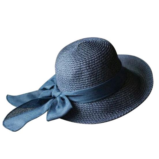Women Beach Hat Large Brim Sun Protection Straw Hat Lace-up Bowknot Versatile Summer Sun Hat Daily Wear