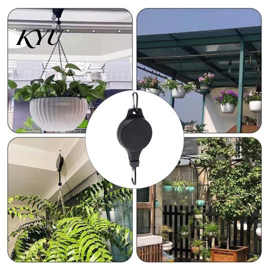 Plant Pulley for Balcony Garden Hanger, Adjustable Ceiling Hook, Heavy Duty Tool Hanging Decorations Retractable Hook Baskets, Bird Feeders Easy Lift