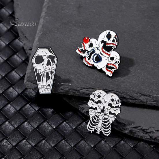 Брошь с черепом в стиле хип-хоп, панк, страшный, забавный, индивидуальный подарок, крутая женская и мужская одежда, сумка, булавка с лацканами, модные украшения