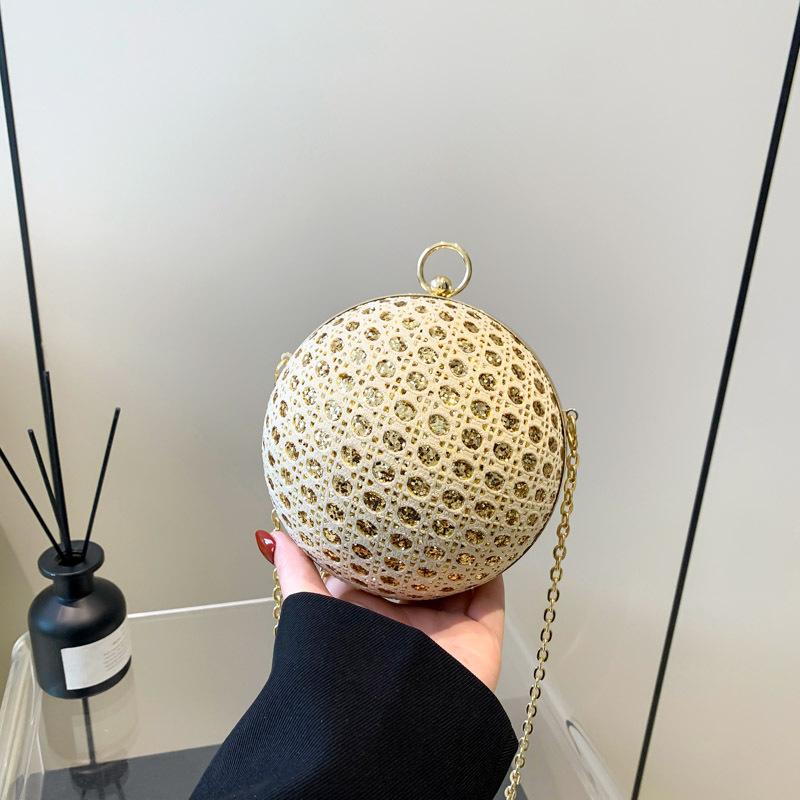 Dinner Personality Trend New 2025 European and American Fashion Diamond-encrusted Shoulder Bag Women's Messenger Chain Round Ball Small Round Bag