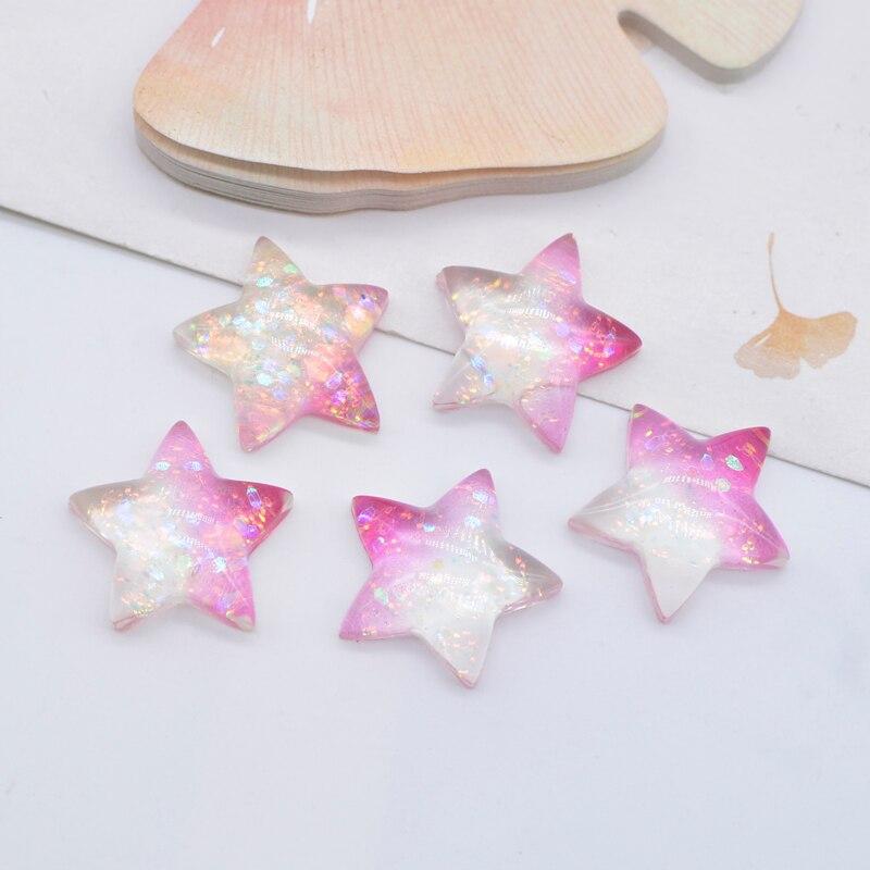 10Pcs 20mm Bling Star Patches Accessories Flatback 3D Resin Stone Button Appliques Scrapbooking