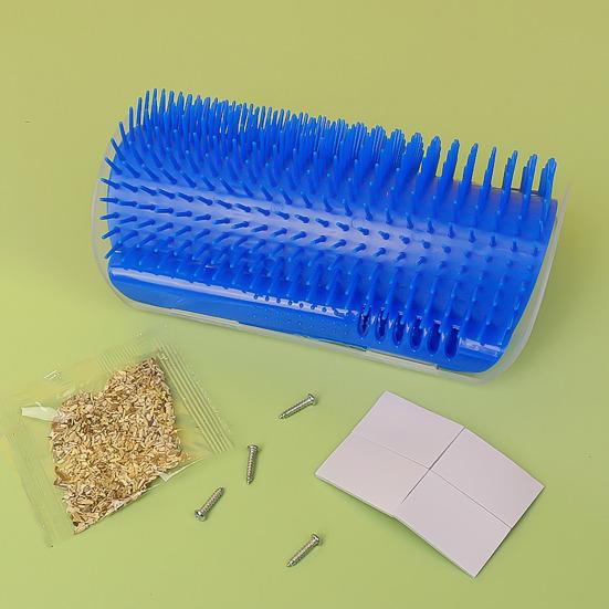 Cat Corner Scratcher Self-Grooming Massage Comb with Catnip Easy To Install Wall Corner Massage Comb Scratcher Grooming Brush Tool