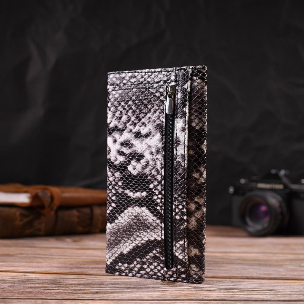 Women's Textured Wallet Made of Genuine Leather with Snake Embossing CANPELLINI 21692 Multicolored