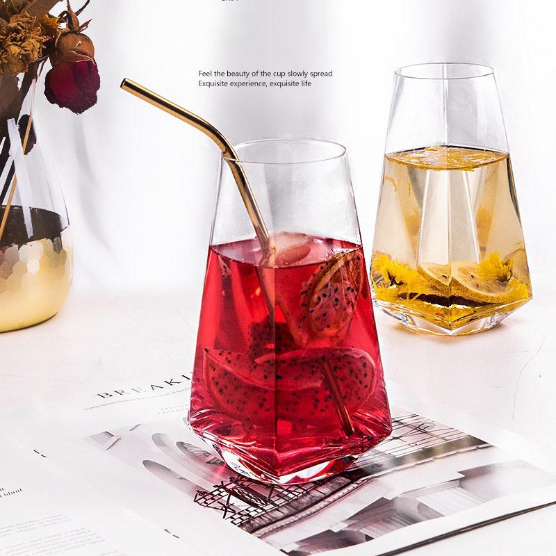 1 шт., 505 мл, акриловый стакан, многоразовая стеклянная посуда, стеклянная чашка ромбовидной формы, взрывозащищенная чашка из боросиликатного стекла, посуда для напитков