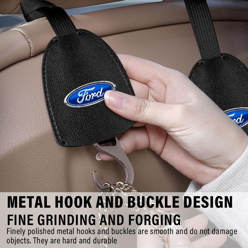 1/2pcs Leather Car Seat Back Hooks Portable Hanging Bag Rack For Ford Focus Mondeo Kuga Fiesta MK7 Escort Explorer Edge 2 4 MK2 MK4