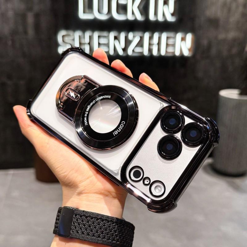 Магнитный чехол для Xiaomi 15T Pro 14T 17 13T Redmi 15 15C 14C 13 K90 Подставка Держатель Тележки Противоударный Роскошный Мягкий Прозрачный Чехол Задняя Крышка