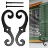 2Pcs Cast Iron Shutter Fasteners with Screws Weatherproof Rust Resistant Powder Coated Decorative S-Shaped External Shutter Dogs Tiebacks