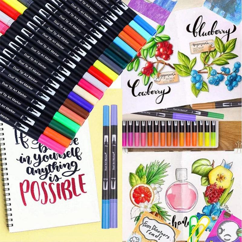 12/24/36/60/120/168 цветов акварельные маркеры с двойным наконечником акварельные маркеры для рисования для раскрашивания