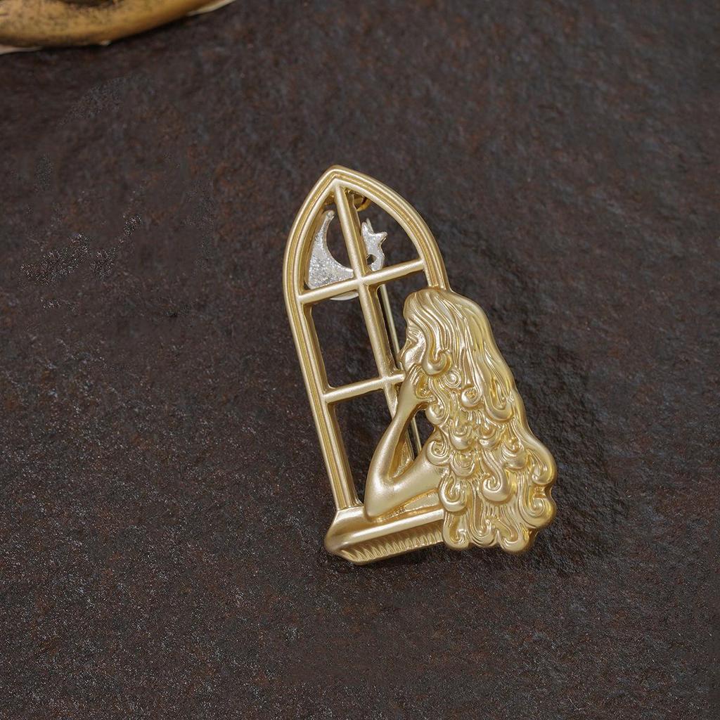 Vintage Gold Pearl Cross Brooch for Women - Baroque Palace Style