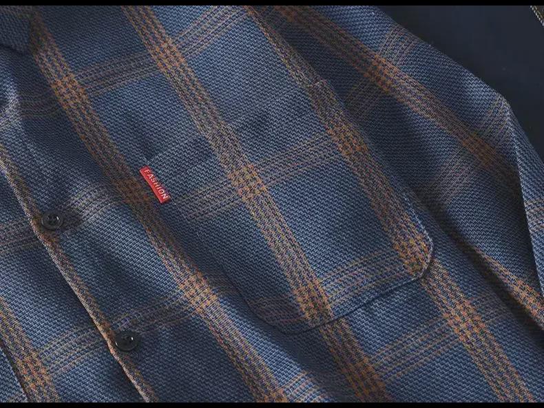 Рубашка унисекс с длинным рукавом в гонконгскую клетку: Модный, свободный крой, ретро-корейский стиль на все времена года