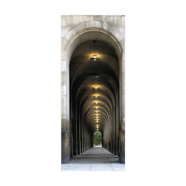 Дверные наклейки визуальное пространство пляжный коридор искусство водонепроницаемые обои гостиная спальня дверные обои ПВХ самоклеящиеся наклейки