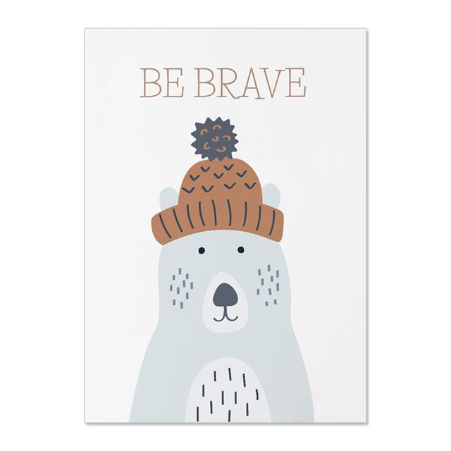 Пятнистый олень в шарфе, лиса, сова, медведь, холст, набор для детской комнаты, лес, настенное искусство, зимние животные, принты, декор для детской комнаты, без рамки