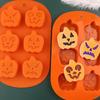 6-Cavity Silicone Candle Mold Pumpkin Ghost Witch Hat Design for DIY Resin Clay Tray Gothic Halloween Decor Making Tool