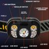 USB Rechargeable LED Induction Headlamp 6-mode Lighting Flip Open Head Flashlight with Built-in Battery Fishing Camping Lantern