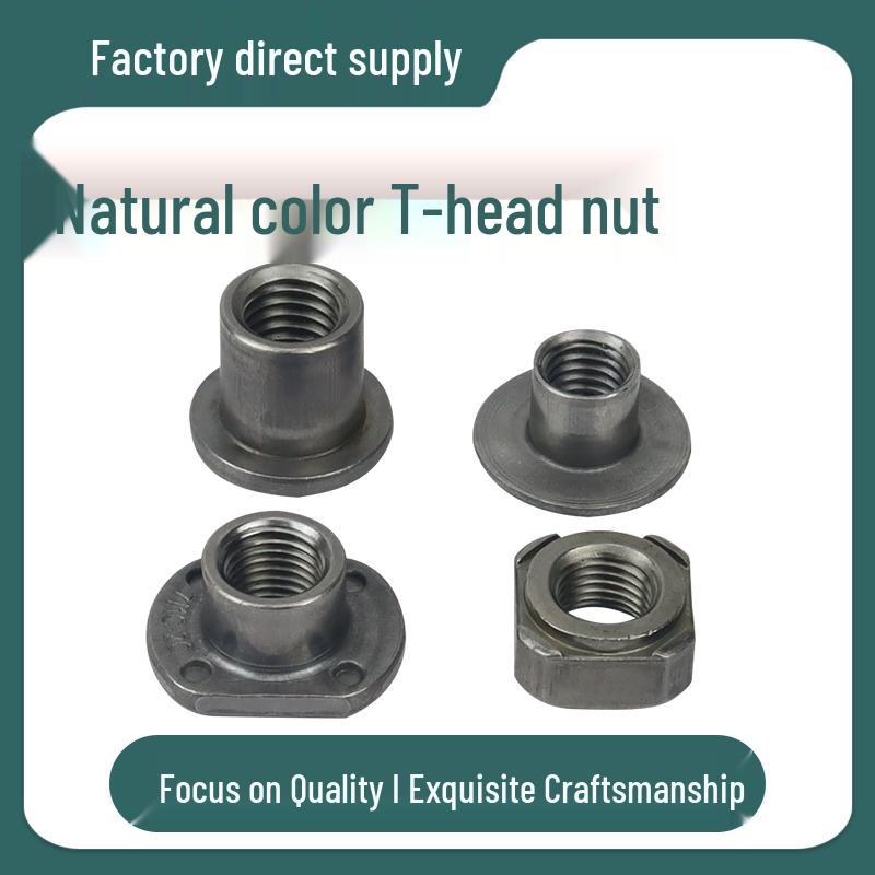 Thickened Welded T-Nut, Cold Heading Iron Plate, Round Imperial Fine Thread, Natural Color, Sizes M6/M8/M10.