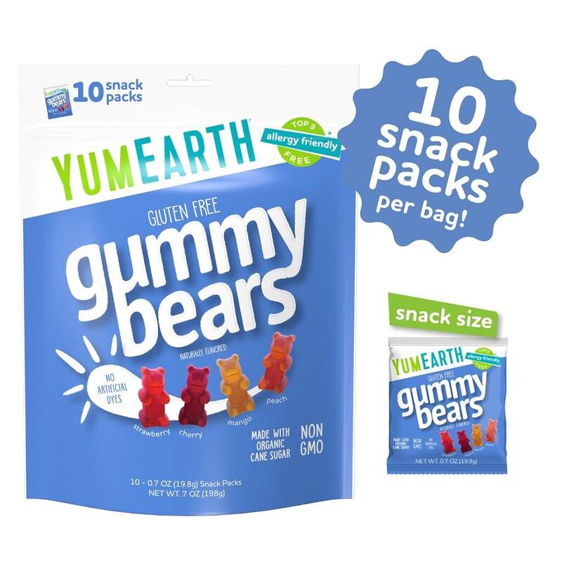 Gluten Free Gummy Bears, Strawberry, Cherry, Mango, Peach, 10 Snack Packs, 0.7 oz (19.8 g) Each