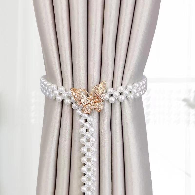 Подхваты для штор Простые легкие роскошные подхваты Подхваты из АБС-пластика с жемчугом Эластичная веревка Креативные пряжки для штор Ремешки Подхваты Ювелирные изделия