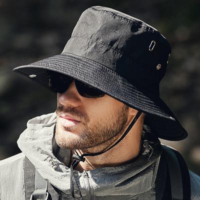 Мужская летняя шляпа от солнца с ветрозащитным ремешком и широкими полями, анти-УФ-защита от солнца, складная портативная кепка для садоводства, рыбалки и путешествий, уличная рыбацкая шляпа