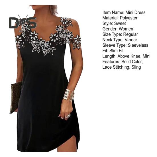 Женское летнее кружевное мини-платье на бретельках с v-образным вырезом и открытыми плечами без рукавов, облегающее короткое платье, уличная одежда
