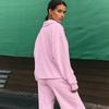 Женская свободная повседневная толстовка с капюшоном, спортивная одежда, комплект из 2 предметов, осенняя толстовка с длинным рукавом и лацканами, спортивные штаны для бега на шнурке