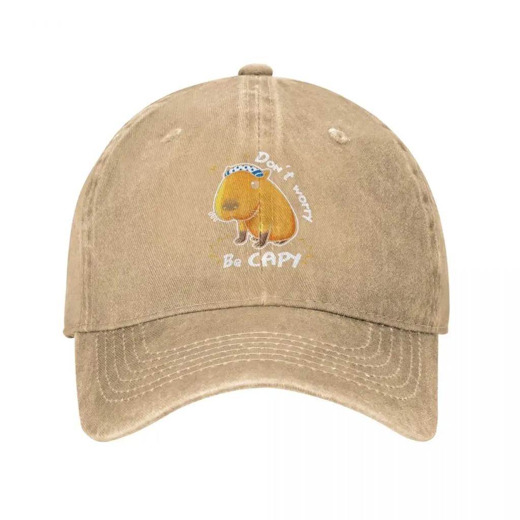 2026 2022 New Classic Denim Capybara Don't Worry Be Capy Baseball Cap Men Women Spring Autumn Sun Hats Kawaii Animal Cap Hats