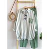 Plus Size Striped Long Sleeve Casual Two-Piece Set