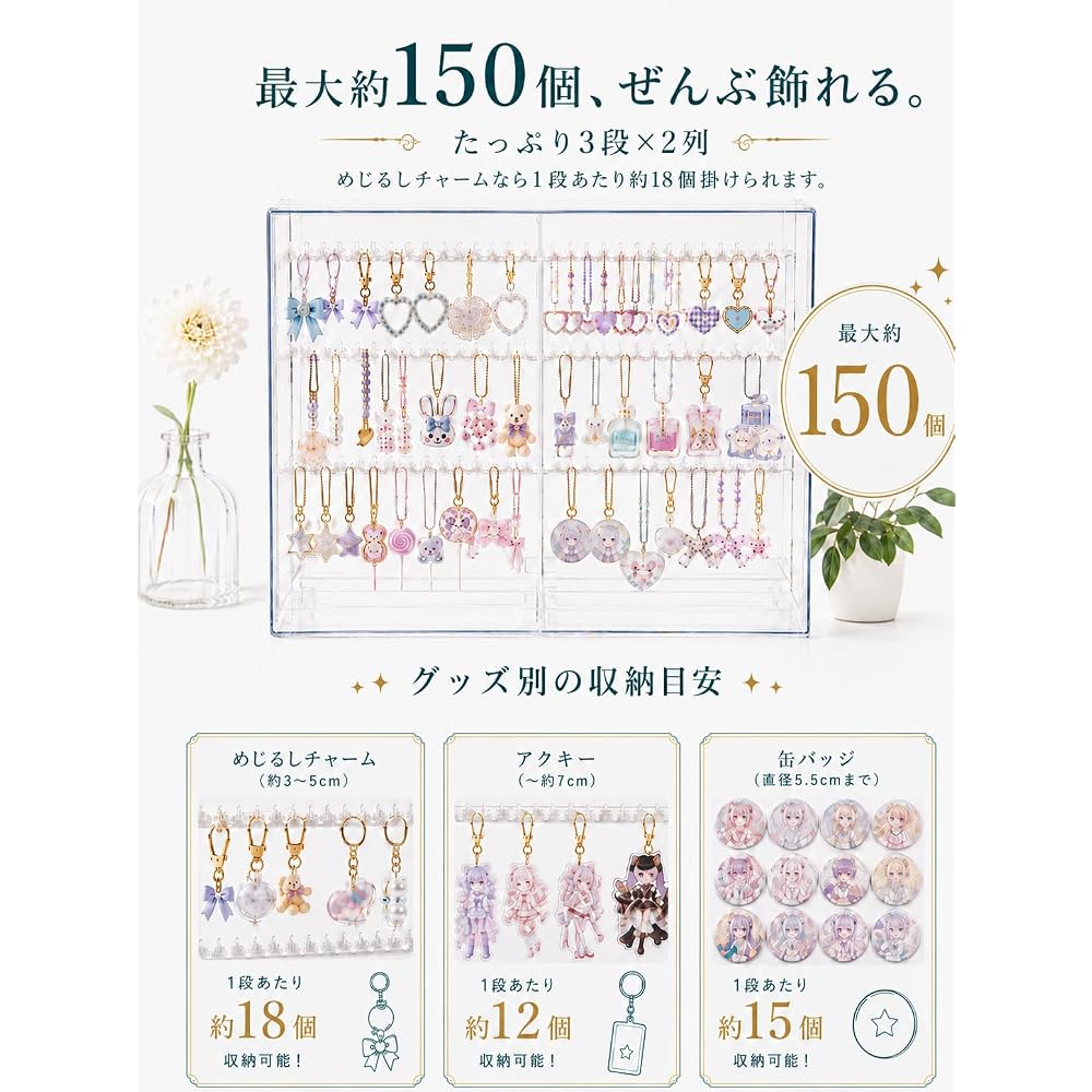 AMERIO Acrylic Keychain Storage Case Transparent Slide Display 11071