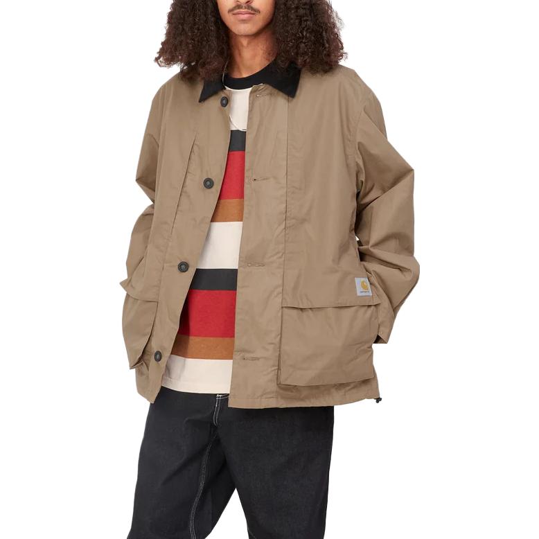Carhartt WIP Однотонная куртка с нашивкой-логотипом и вельветовым воротником Мужские куртки I031355-1DD-XX