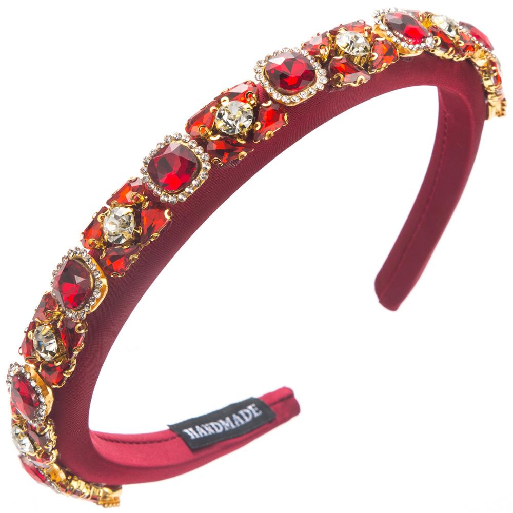 Baroque Crystal Rhinestone Headband Velvet Cushion Headband Stylish Elegant Headband Girl Party Headband