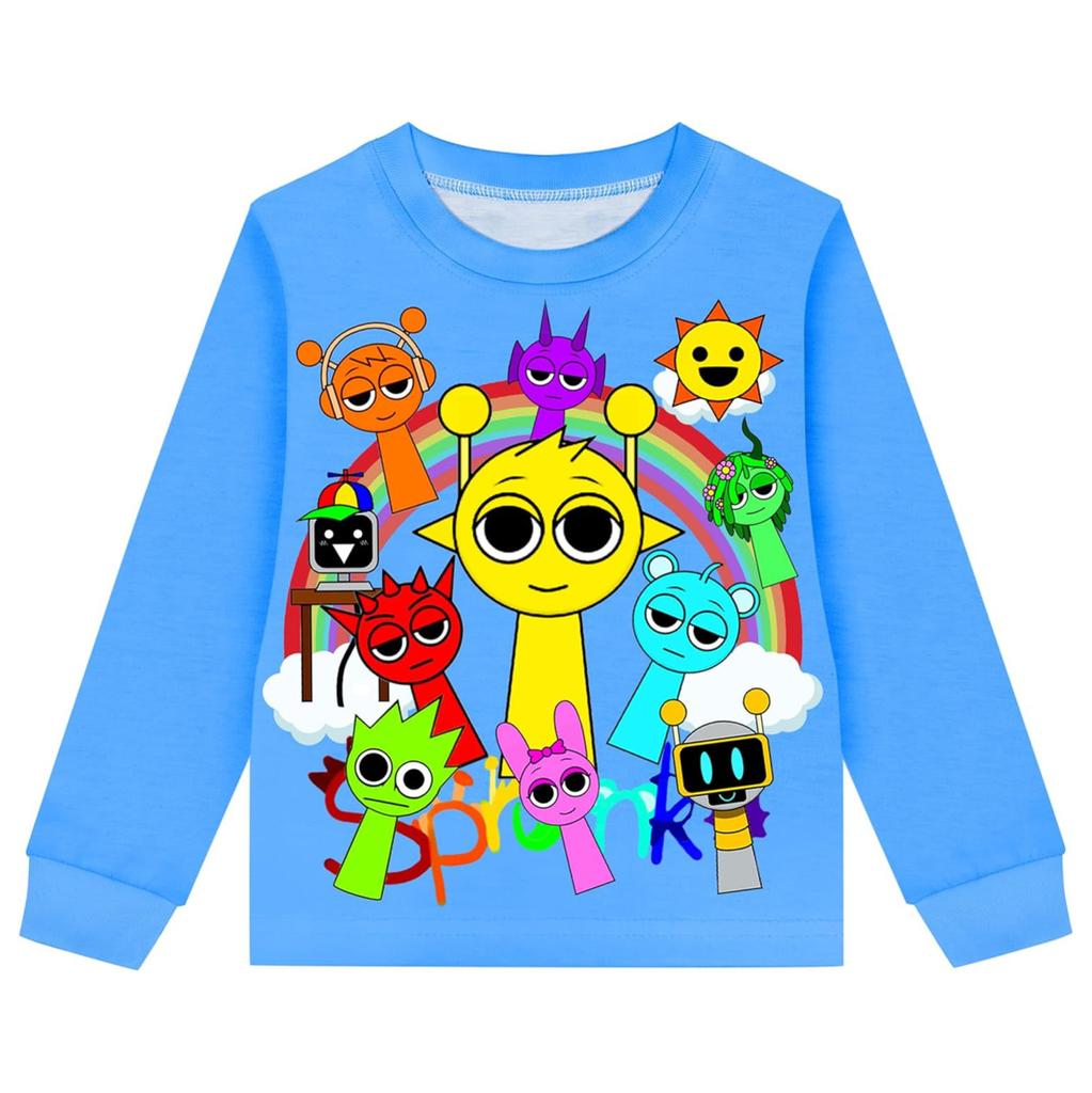 Детский костюм с круглым вырезом и длинными рукавами в мультяшном стиле