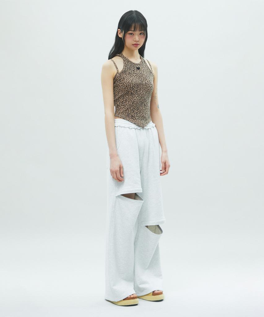 LALAFOX Leopard Print Cut Out Sleeveless Top Brown Br2Cv001