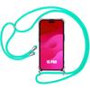 Case for iPhone 15 Pro Reinforced Protection TPU Shockproof Transparent with Turquoise Lanyard