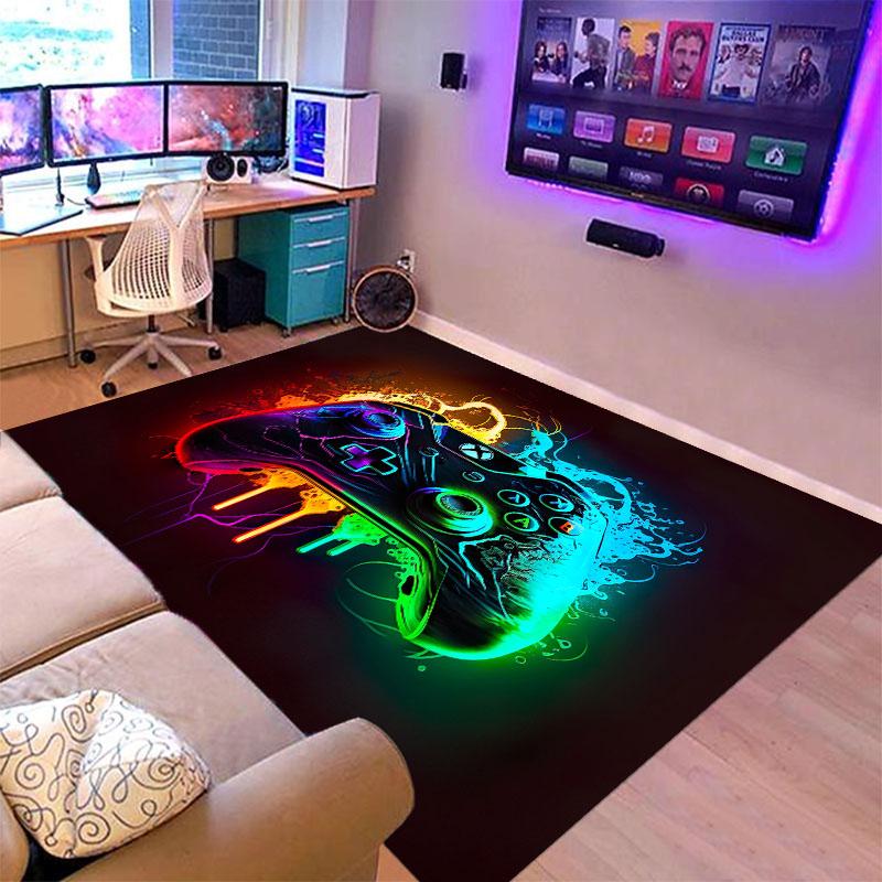 Игровой коврик для комнаты мальчика Коврик для геймера с дизайном контроллера Ковер для игровой комнаты Спальня Декор Нескользящий Машинная стирка
