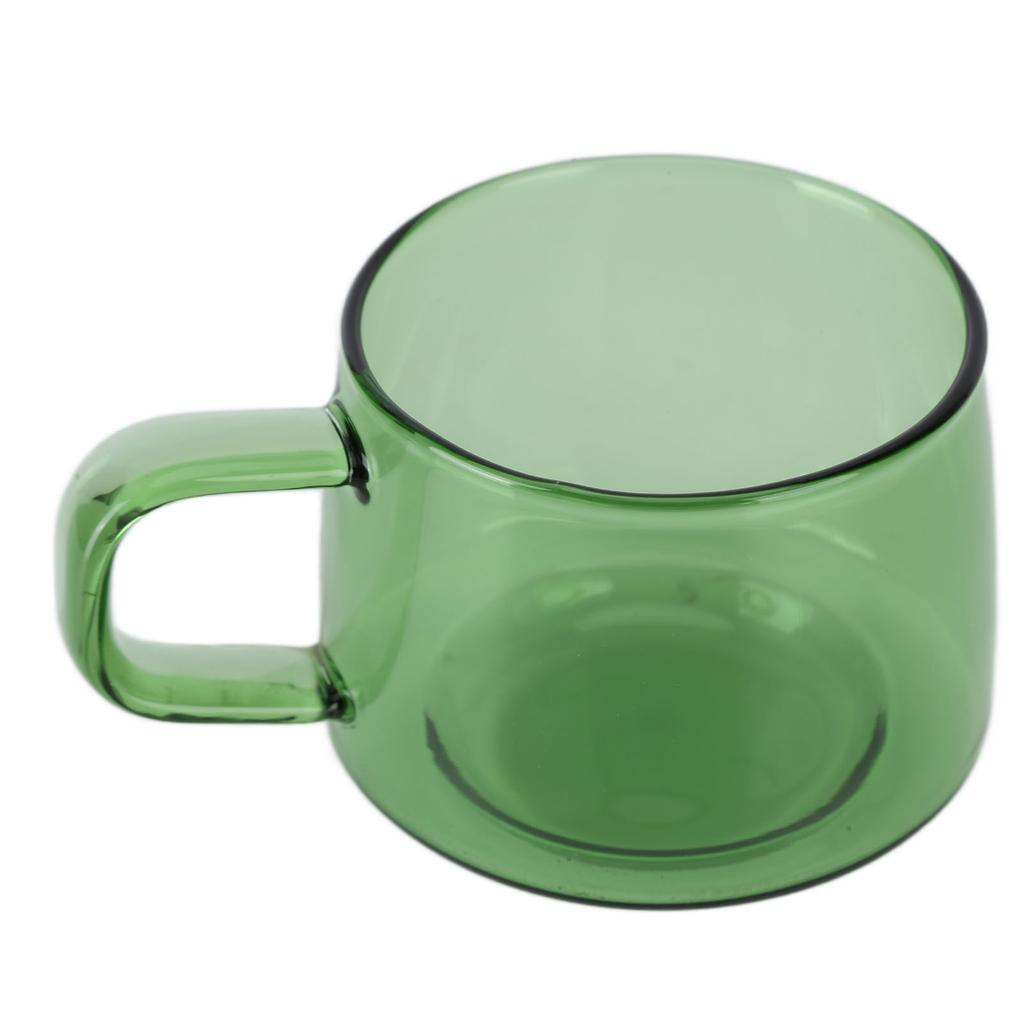 Прозрачная кофейная кружка 250 мл, боросиликатная кружка, стеклянная кружка для чая, воды, молока, с ручкой, зеленая