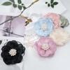 5Pcs Beads Center 3D Chiffon Flower Chiffon DIY Sewing Applique Sewing Artificial Flower
