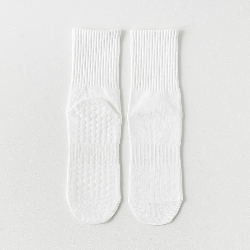 Ladies Spring and Autumn Pure Cotton Fitness Yoga Pilates Non Slip Sports Floor Mid Tube Socks