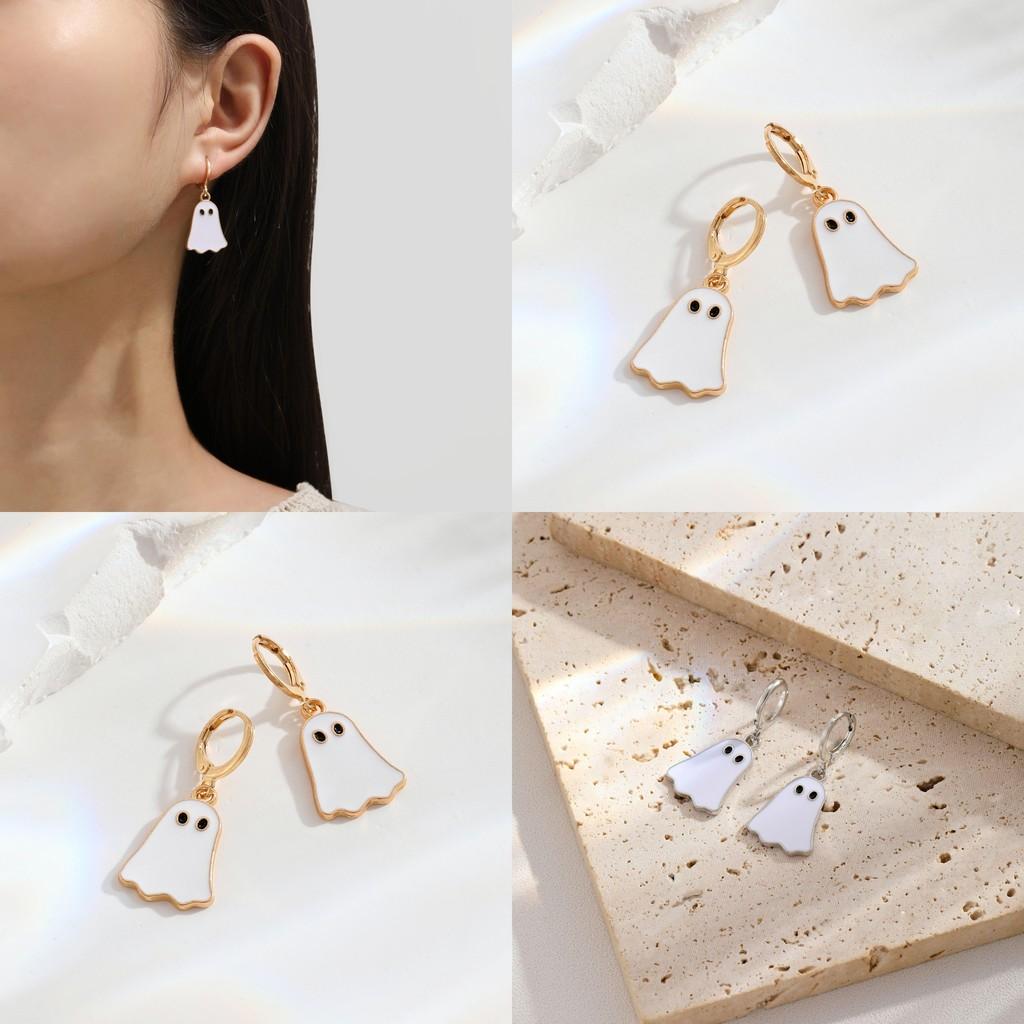 Cute And Playful Gold Ghost Earrings For Women Perfect For Halloween Festivities