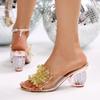 Women's Rhinestones Flower Sandals Sleeves Transparent Platform Party Fashion Cool Slippers High Heels