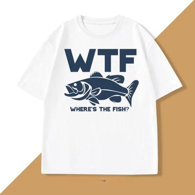 Забавная футболка WTF «Где рыба?» для женщин, для рыбалки, футболка для рыбака, подарок на День отца, повседневная летняя футболка с коротким рукавом и графическим принтом Y2K.