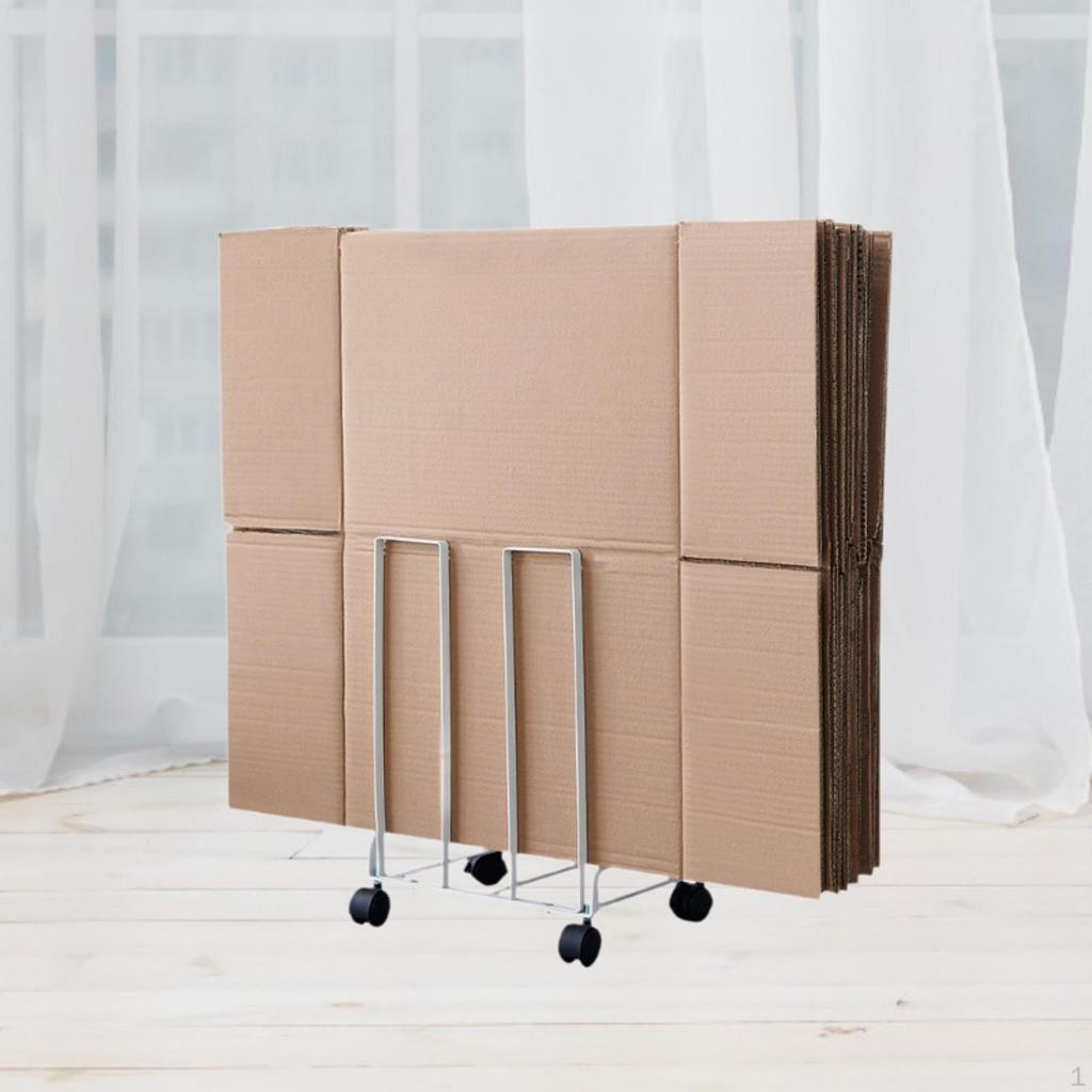 Тележка для хранения картона с колесами 31 см x 26 см x 43,5 см Многоцелевая мобильная картонная стойка с металлическим каркасом