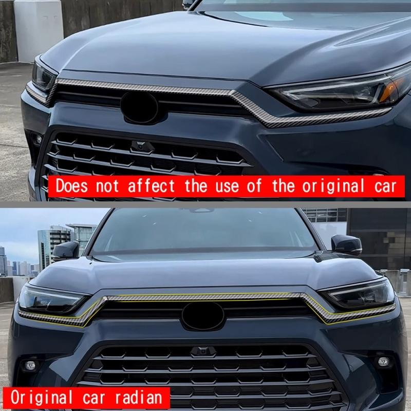 Для Toyota Grand Highlander 2024 2025 карбон Передний бампер Сетка капота Решетка Губа капота Накладка Отделка Внешние аксессуары
