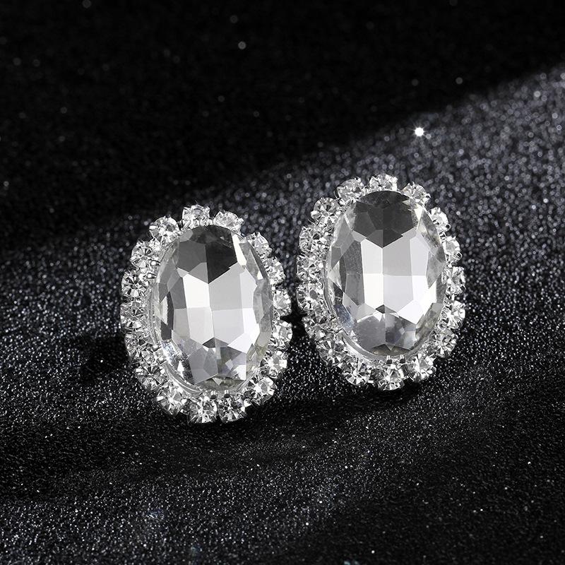 Oval Rhinestone Earrings for Women's High-grade Luxury Sparkling Crystal Earrings Earrings