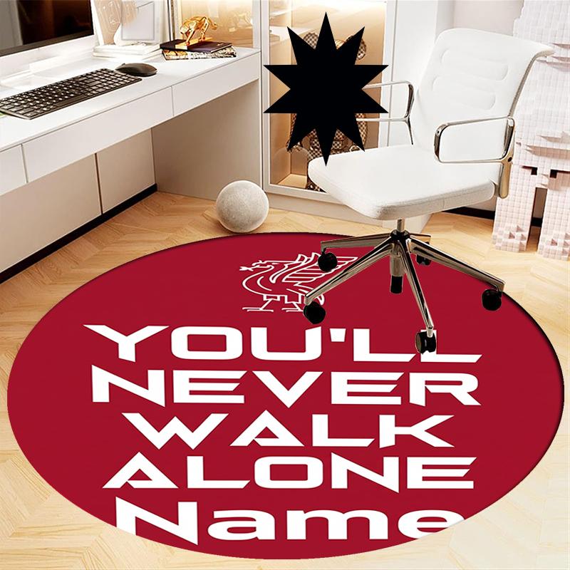 Custom Name Liverpool Football Club Printed Round Rug Carpet Chair Rug Area Rug Entryway Doormats,for Office Chair Living Room Bedroom Kitchen Room.