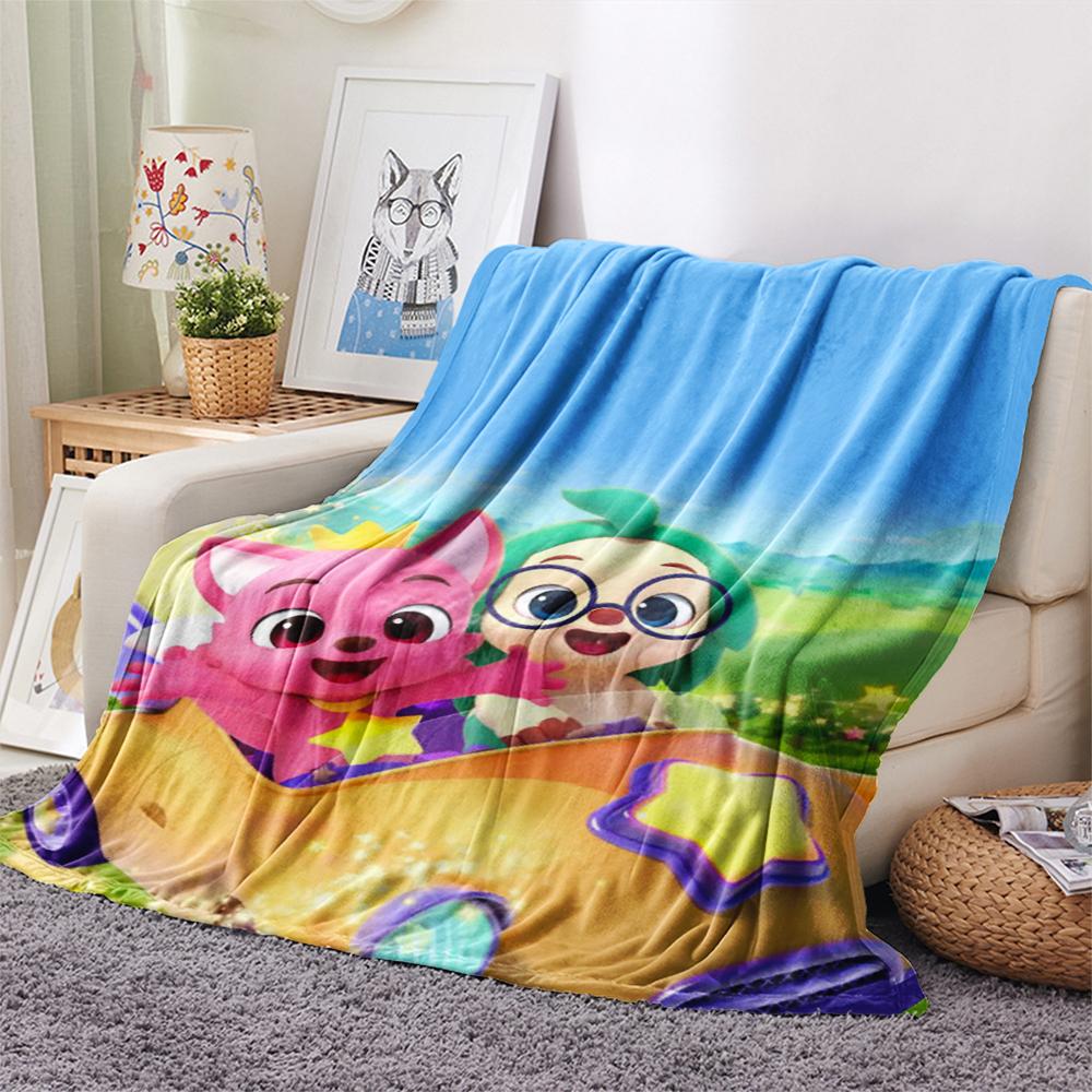 1 шт. Фланелевое одеяло с принтом Pinkfong, Высококачественное, Удобное для всех сезонов, Декор для дома, Тепло и комфорт, Идеально для рождественских подарков111